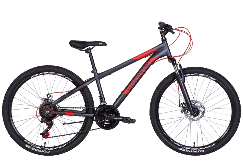  Велосипед ST 26 Discovery RIDER AM DD рама-16 темно-сріблястий з червоним (м) 0153/OPS-DIS-26-529