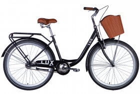 Велосипед сталь 26 Dorozhnik LUX Velosteel frame-17 чорний (матовий) з багажником задн St з корзиною Pl з крылом St 2024/ OPS-D-26-240/0158