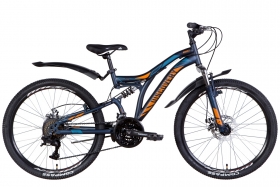 Велосипед ST 24 Discovery ROCKET AM2 DD  рама-15 темно-синий с оранжевым (м)   с крылом Pl 0200/OPS-DIS-24-296